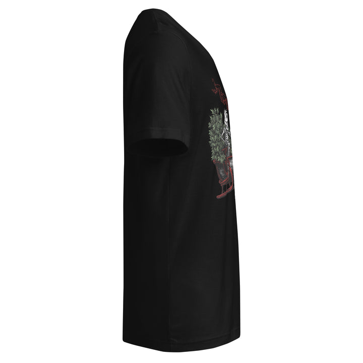 Hellbeing Helliday black v-neck t-shirt, right side view