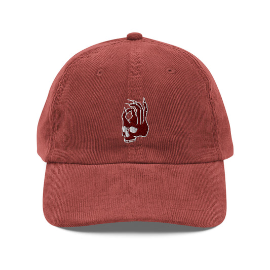 Hellbeing Skull vintage burgundy corduroy cap