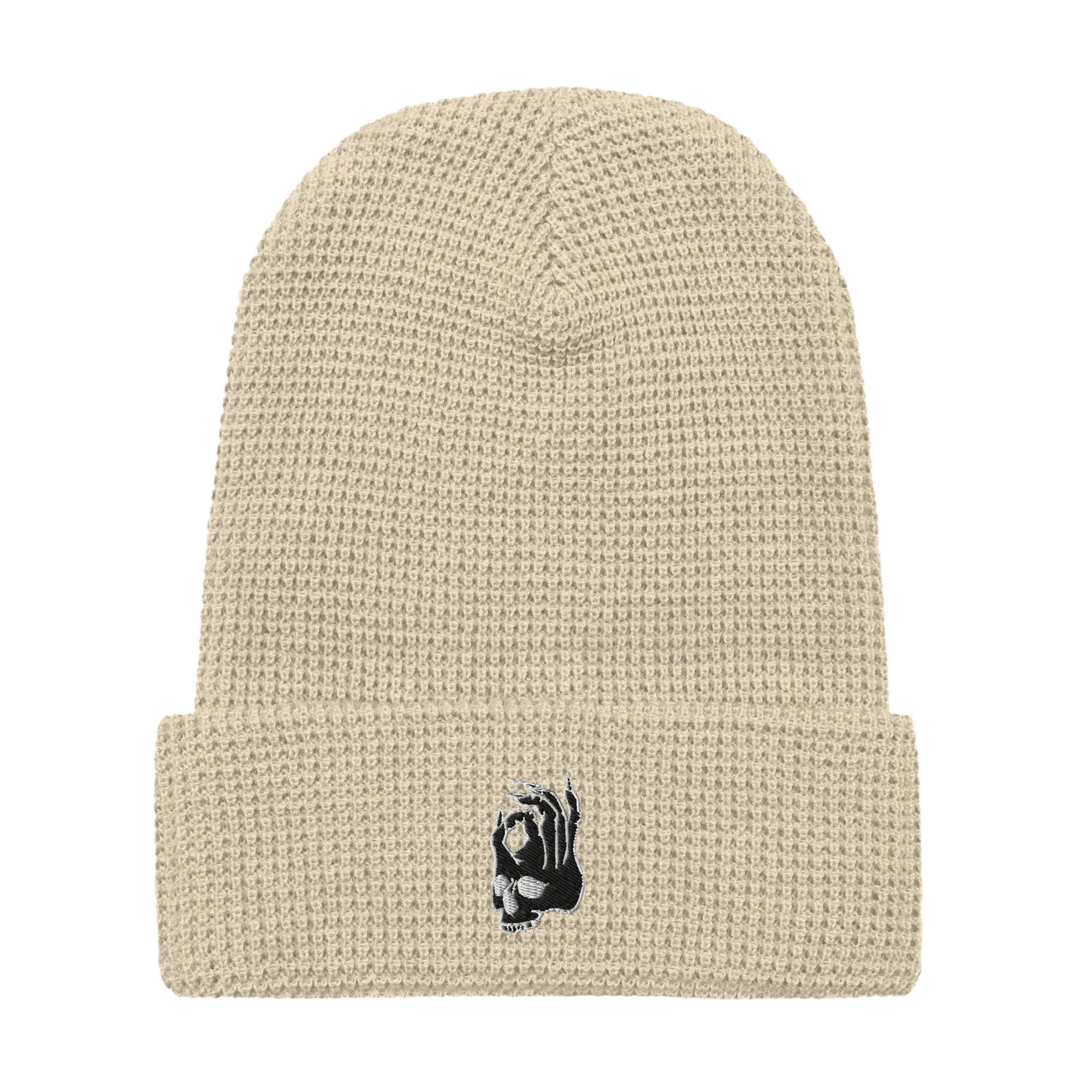 Hellbeing waffle cream beanie, alternate front view