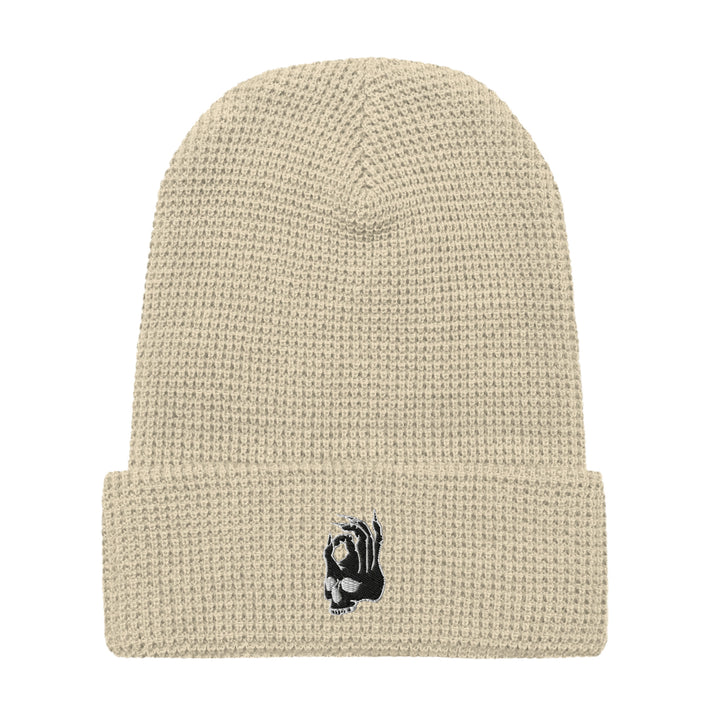 Hellbeing waffle cream beanie, alternate front view