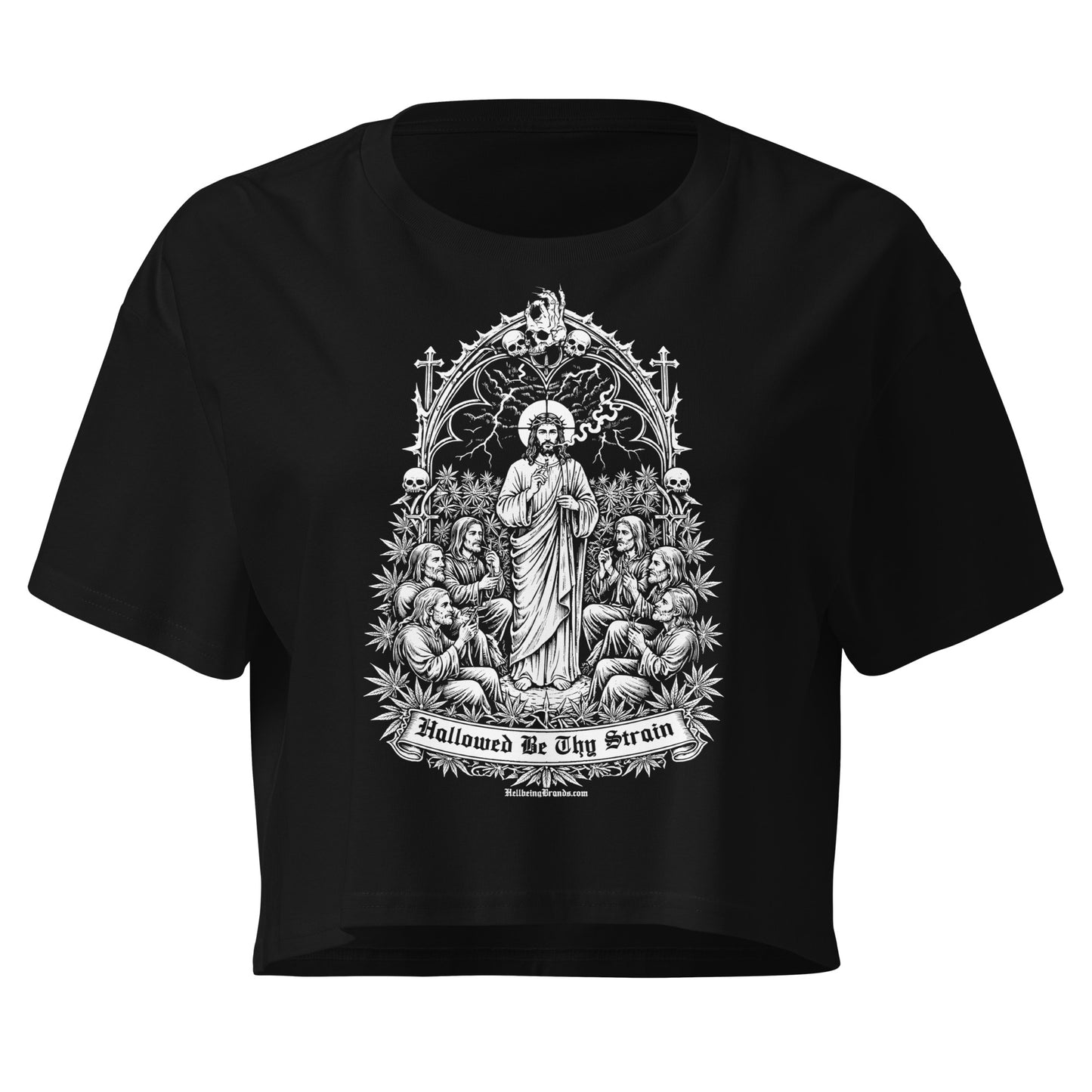 Hellbeing Hallowed Be Thy Strain black crop top, front view