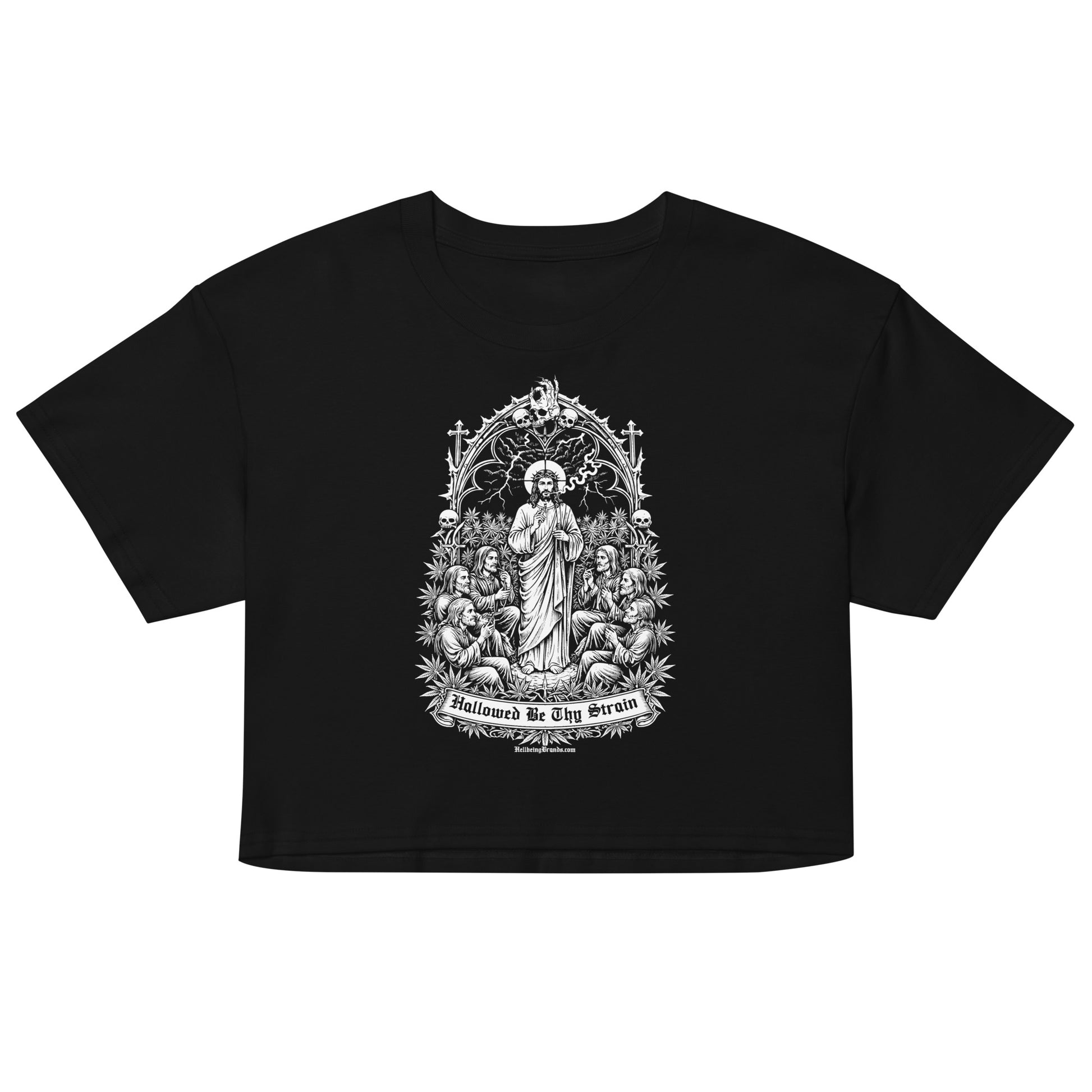 Hellbeing Hallowed Be Thy Strain black crop top, alternate front view