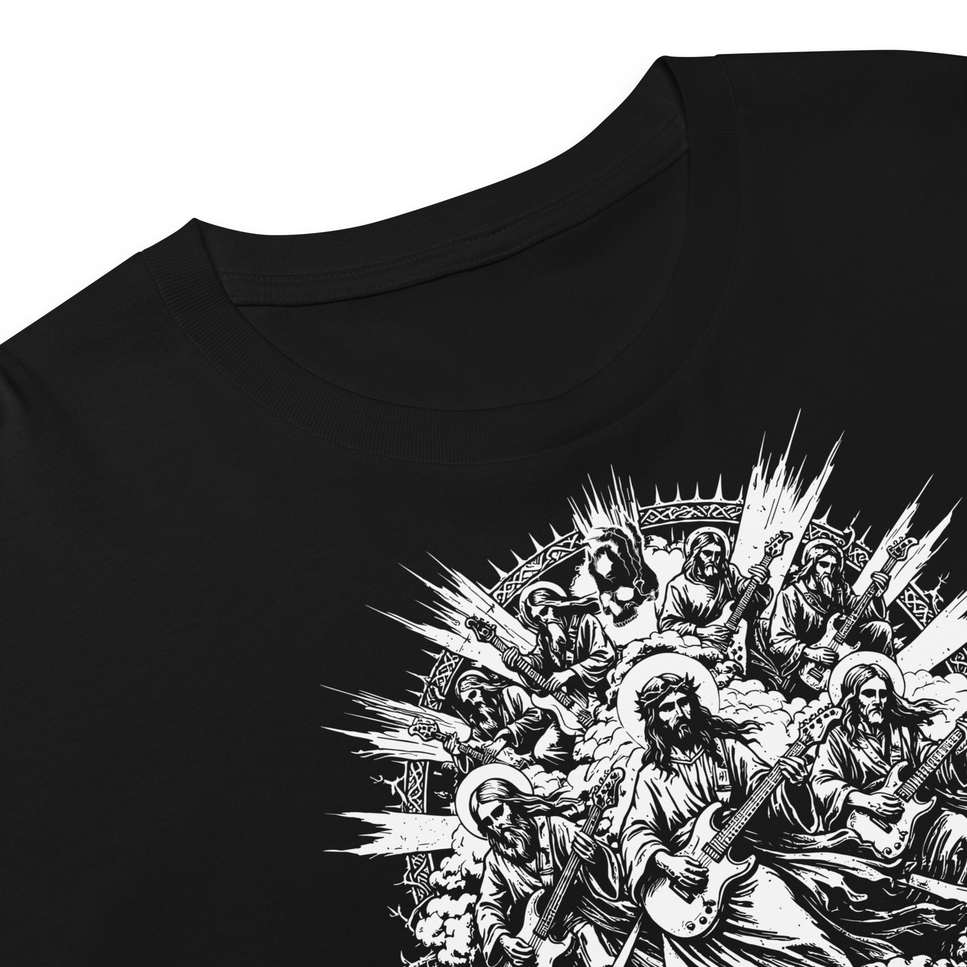 Hellbeing Give Us This Day Our Daily Shred black crop top, print detail