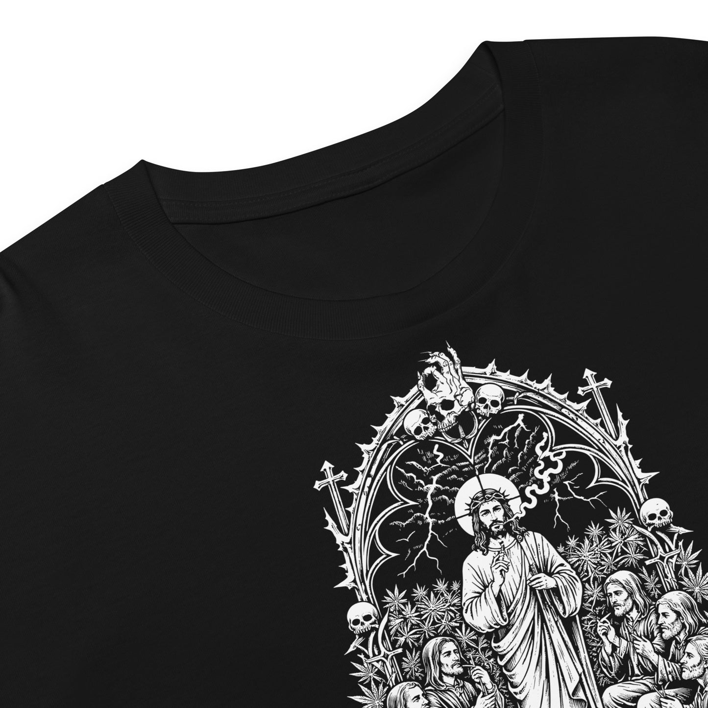 Hellbeing Hallowed Be Thy Strain black crop top, print detail