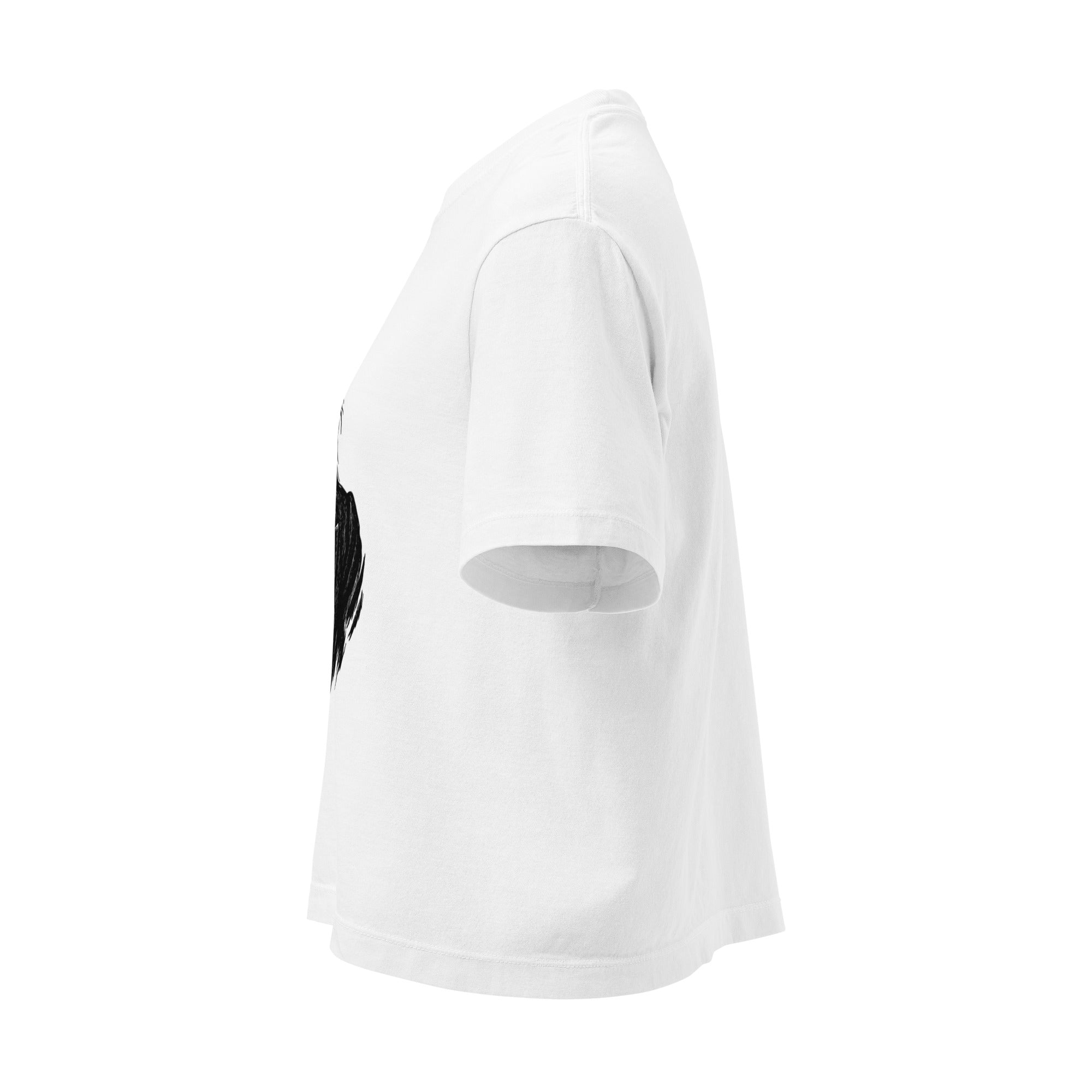 Hellbeing Uncle Satan white women's heavyweight boxy tee, left side view