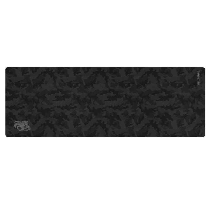 Hellbeing black camo yoga and exercise mat with skull logo in the corner, product photo 1 of 6