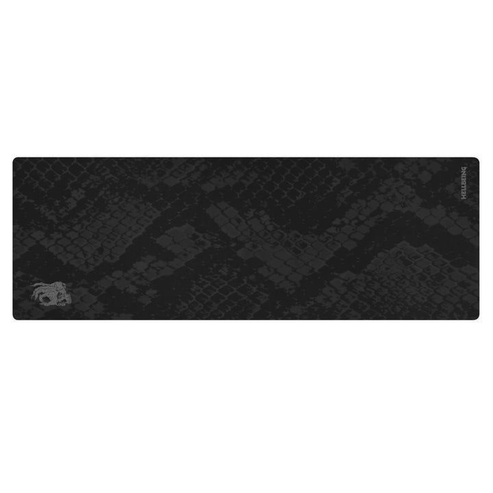 Hellbeing black snakeskin print yoga and exercise mat with skull logo in the corner, product photo 1 of 7